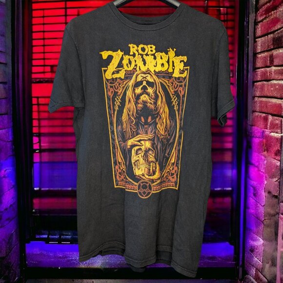 Rob Zombie T-Shirt Mens M 2019 Skull Graphic Tee Horror Metal Band Black Cotton - Picture 1 of 4